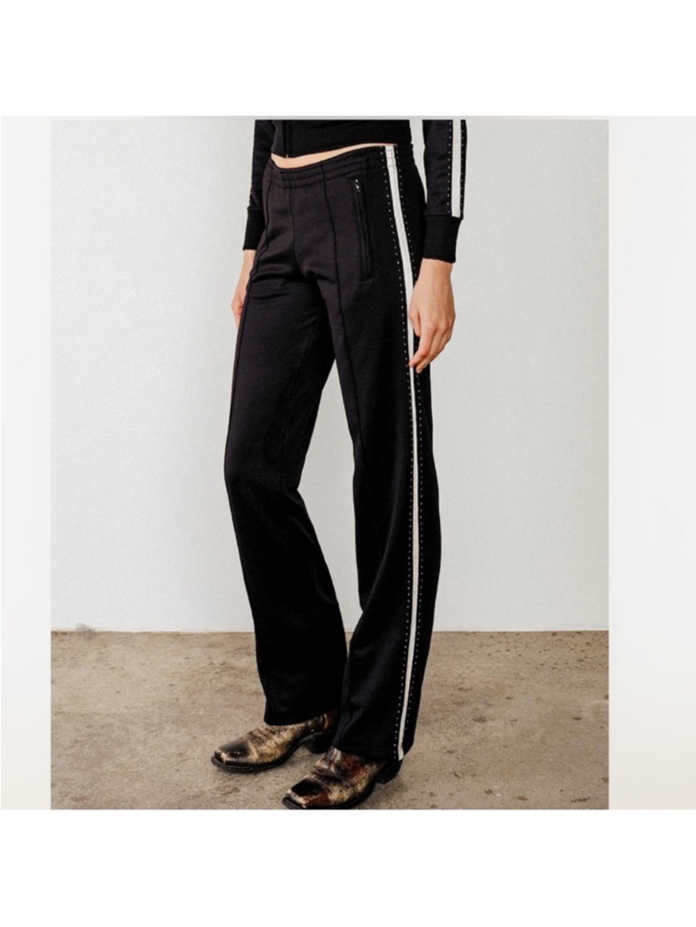 NWOT re/done BLACK SUNLAND ZIP POCKET TRACK PANT
